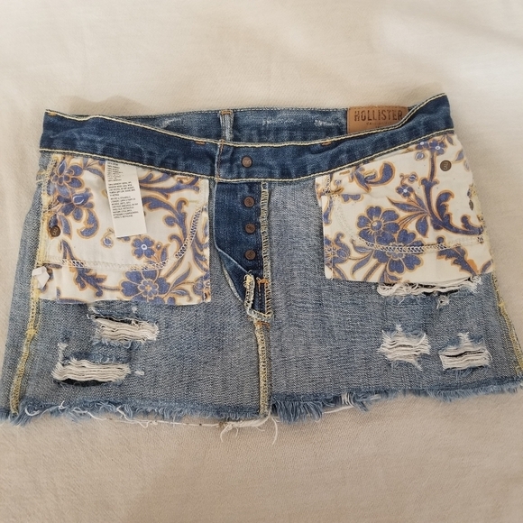 Hollister Blue Distressed Denim Mini Skirt Size 25 - Picture 10 of 11